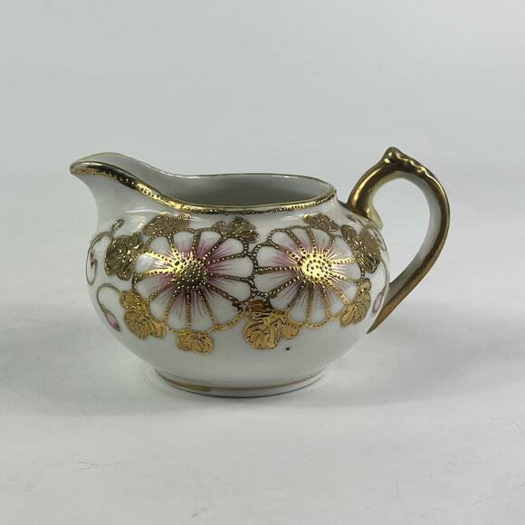 Vtg Nippon Hand-Painted Pink Rose Tea Set 12pc Teapot Creamer Gold Trim Japan - Picture 4 of 16